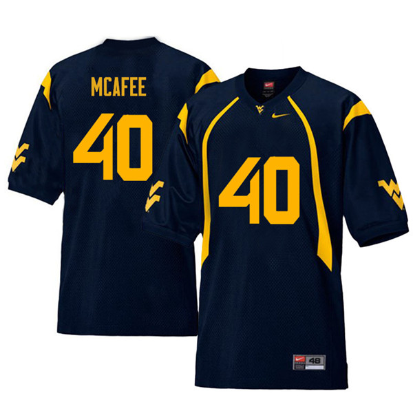 Men #40 Pat McAfee West Virginia Mountaineers Retro College Football Jerseys Sale-Navy
